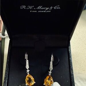 Sterling Silver Citrine Drop Earrings